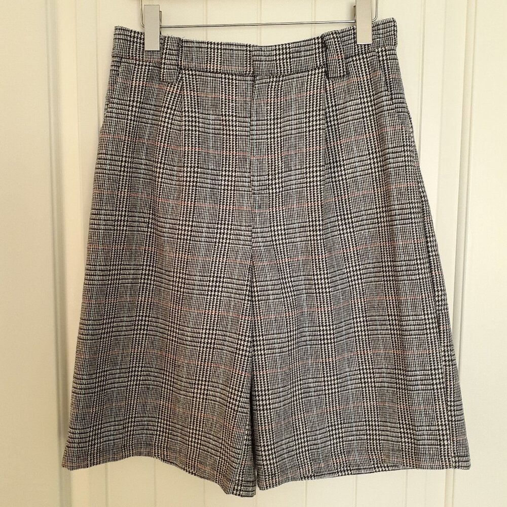 NEW Loveriche Houndstooth Plaid High Waisted Shorts Black Size L